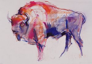 Barlangi ős (faszén és konté papíron) alkotó: Mark Adlington
