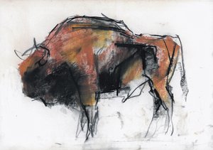 Zubre, Bialowieza (szén és konté papíron)