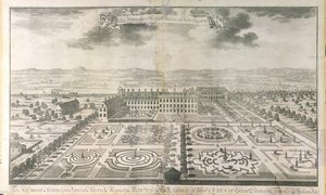 A Kensington-palota kertjeinek madártávlati képe, Johannes Kip (1652-1722 körül) metszete, kiadó: J. Smith, 1724. alkotó: Mark Anthony Hauduroy
