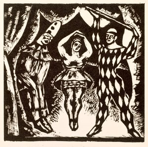 Harlekinád, Roger Fry fametszete alkotó: Mark Gertler
