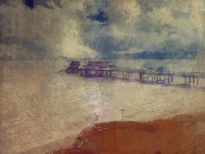 Ezüst tengeri táj - Cromer Pier, Norfolk (vegyes technika) alkotó: Mark Gordon