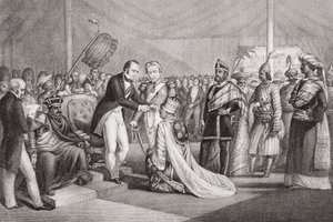 Grand Durbar Cawnpore-ban a Sepoy-lázadás leverése után, 1858, „Az angol és skót történelem illusztrációi” II.