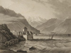 Chateau de Chillon; kilátás Vevey-ből alkotó: Martens