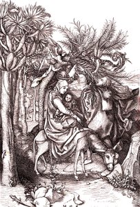 Repülés Egyiptomba, a Szent Családba alkotó: Martin (after) Schongauer