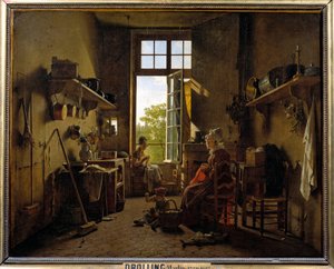 Martin Drolling (1752-1817) konyhabelső festménye 1815 V. 0,65x0,8 m
