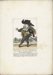 De Spanish Dwerg Don Guappos, 1710 körül Don Guappos, Don Quijote, a francia spanyolok mai tábornokának véréből (cím a tárgyon) Il Callotto resurcitato vagy újonnan berendezett kis szekrény (sorozat címe) alkotó: Martin Engelbrecht (attributed to)