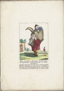 De dwerg Cornelius Guttman, mint hobordrager, 1710 körül Mr. Cornelius Guttman, a türelmes felszarvazott céh részeg kosárban (cím a tárgyon) Il Callotto resurcitato vagy újonnan berendezett kis szekrény (sorozat címe) alkotó: Martin Engelbrecht (attributed to)