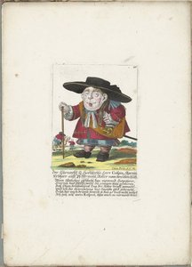 Crispin Skarnitz dwerg, 1710 körül Az Ehrnveste és Hochweiße Herr Crispin, Skarnitz örökös ura, auff Pfeffermühl, braitten huth lovagja (cím a tárgyon) Il Callotto resurcitato vagy újonnan berendezett kis szekrény (sorozat címe)