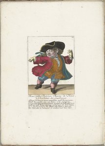 A törpe Gilles Platfues francia táncmesterként, kb. 1710 Mgr. Gilles Platfues, az Academie des Lourdeaux táncművészete (cím a tárgyon) Il Callotto resurcitato vagy Újonnan kinevezett Zwerchen kabinet (sorozat címe)