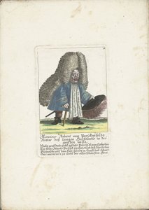 A dwerg Robert von Parukenfeldt, 1710 körül Monsieur Robert von Parukenfeldt, a hosszú nyakú posztó lovagja a Great Galla-ban (cím a tárgyon) Il Callotto resurcitato vagy újonnan berendezett kis szekrény (sorozat címe) alkotó: Martin Engelbrecht (attributed to)