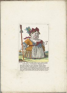 De dwerg Ruffanella pásztornőként, 1710 körül Ruffanella, a pásztorlány nevetve Ploriander megindító kérésére (cím a tárgyon) Il Callotto resurcitato vagy újonnan berendezett kis szekrény (sorozat címe) alkotó: Martin Engelbrecht (attributed to)
