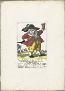 Simon Flenschl dwerg, 1710 körül Simon Flenschl, a gazdag freij földművesek művezetője Knolsingenben a Kirchtagban, a Gmain Zech közelében (cím a tárgyon) Il Callotto resurcitato vagy újonnan berendezett kis szekrény (sorozat címe) alkotó: Martin Engelbrecht (attributed to)