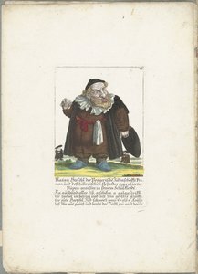 De joodse dwerg Natan Hirschl, 1710 körül Natan Hirschl, a prágai zsidóság prímása és Püpen-maister jóváhagyta a Hoebrai törvényt, iskolai ruhájában (cím a tárgyon) Il Callotto resurcitato vagy újonnan berendezett Zwerchen szekrény (lásd