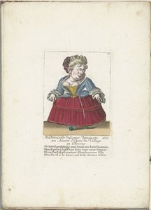 Dwerg als de Franse Mademoiselle Jolicoeur, kb. 1710 Mademoiselle Jolicoeur, táncosnő szeretőjével a provence-i Opera du Village-ben (cím a tárgyon) Il Callotto resurcitato oder Neu eigerichtes Zwerchen Cabinet (sorozat címe) alkotó: Martin Engelbrecht (attributed to)