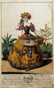 Korábbi tevékenység: kert az emeletnek. Martin Engelbrecht (1684-1756) metszete a „” Manuuries habilles új összeállítása”-ban, 18. század, Németország. Párizs, dekoratív művészet alkotó: Martin Engelbrecht