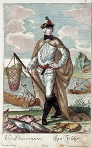 Metier: egy halfa. Martin Engelbrecht (1684-1756) metszete a „” Manuuries habilles új összeállítása”-ban, 18. század, Németország. Párizs, dekoratív művészet alkotó: Martin Engelbrecht