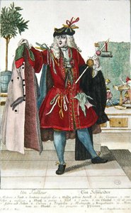 A szabó, 1735 körül (színes metszet) alkotó: Martin Engelbrecht