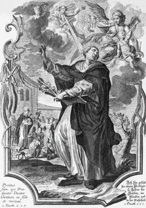 Vincent Ferrer (1350-1419), spanyol dominikánus, metszet: Martin Engelbrecht (1684-1756) alkotó: Martin Engelbrecht