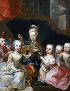II. József gyermekkori portréja testvéreivel (Bécs alkotó: Martin II Mytens or Meytens