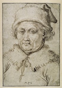 Idős férfi mellképe prémgallérral és prémes sapkával alkotó: Martin Schongauer