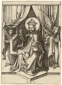 Krisztus trónoló, két angyallal alkotó: Martin Schongauer