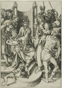 Krisztus Pilátus előtt, a Passióból alkotó: Martin Schongauer