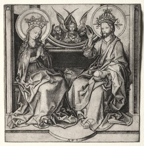 Az Atyaisten és a Szűzanya trónol Angyalok részvételével, c. 1480-90. alkotó: Martin Schongauer