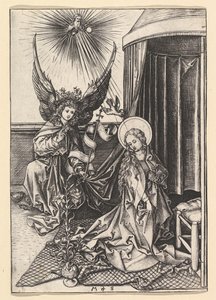 Az Angyali üdvözlet, kb. 1435-1491. alkotó: Martin Schongauer