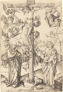 A keresztre feszítés négy angyallal alkotó: Martin Schongauer