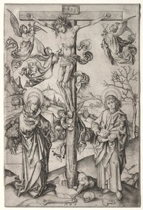 A keresztre feszítés négy angyallal alkotó: Martin Schongauer