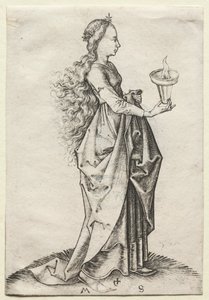 Az Ötödik Bölcs Szűz. alkotó: Martin Schongauer