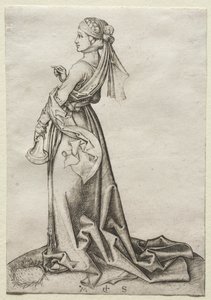 Az első a bolond szüzek közül. alkotó: Martin Schongauer