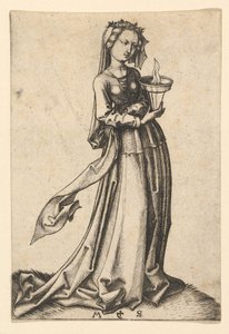 A negyedik bölcs szűz, a Bölcs és bolond szüzek című sorozatból, kb. 1435-1491. alkotó: Martin Schongauer
