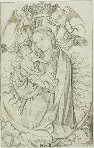A Madonna a félholdon két angyal által megkoronázva alkotó: Martin Schongauer