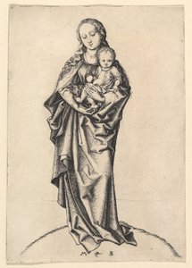Szűz és gyermek almával, kb. 1475. alkotó: Martin Schongauer