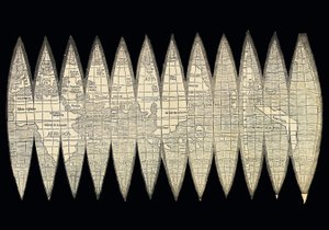 Világtérkép földi gömbölyű készlet formájában, 1507