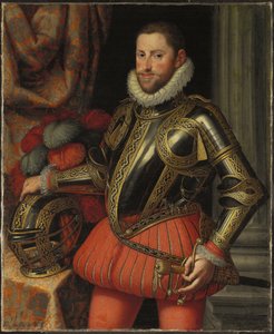 Ernst osztrák főherceg arcképe, háromnegyed hosszúságú, páncélban, 1580 körül