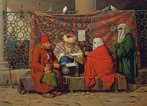 Egy török közjegyző házassági szerződést köt a Kilic Ali pasa mecset előtt, Tophane, Konstantinápoly