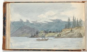 Tavi táj evezős csónakkal. A Krøderen-fjord, Norvégia alkotó: Martinus Rørbye