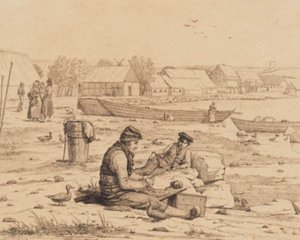 Strandgaden Thistedben. 1830 alkotó: Martinus Rørbye