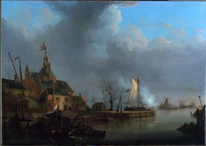 Holland: Dordrecht francia ágyúzása 1813. november 24-én.