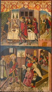 Szent Kristóf búcsút vesz a királytól, aki félt a Sátántól, Szent Kristóftól és megtérőitől... alkotó: Martín de Soria