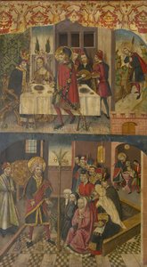 Szent Kristóf búcsút vesz a Sátántól félt királytól, Szent Kristóf és hittérítői, 1480-85 alkotó: Martín de Soria
