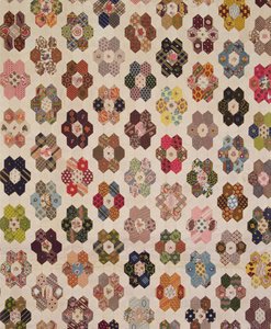 Részlet egy patchwork ágytakaróról (textil) alkotó: Mary Butler
