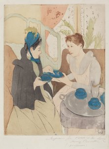 Délutáni teázás, 1890-1891. alkotó: Mary Cassatt
