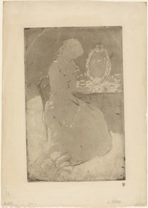A fésülködőasztalnál alkotó: Mary Cassatt