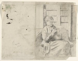 Kötés a könyvtárban recto, c. 1881. alkotó: Mary Cassatt