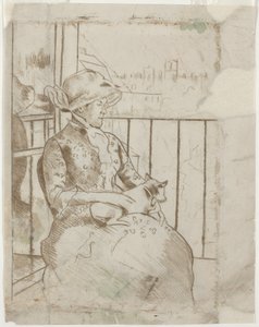 Susan az erkélyen kutyát tartva [verso], c. 1883. alkotó: Mary Cassatt