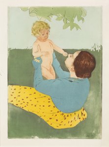 A vadgesztenyefa alatt, 1896-97 (szárazpont és akvatinta színekben) alkotó: Mary Cassatt