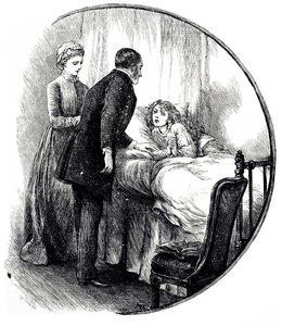 Egy metszet, amely egy orvost ábrázol, aki otthonában látogatja fiatal páciensét. Illusztrálta: Mary Ellen Edwards (1838-1934) angol művész és gyermekkönyvek termékeny illusztrátora alkotó: Mary Ellen Edwards
